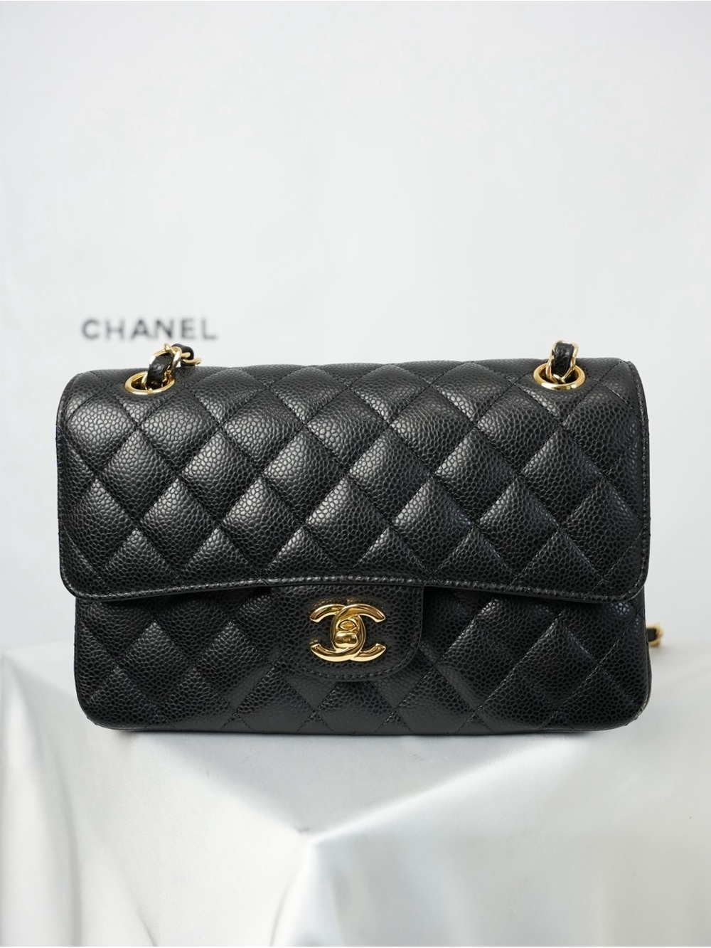 Chanel Classic Cavier Gold Leather Bag